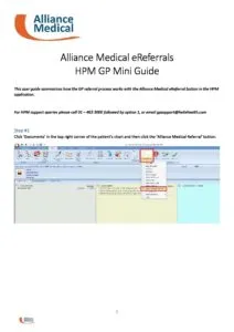 Alliance Medical EReferrals HPM Mini Guide Pdf